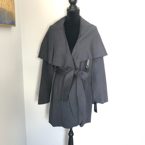 Tahari Marilyn Cape Overlay Wool Blend Coat New With Tag - Picture 2 of 8